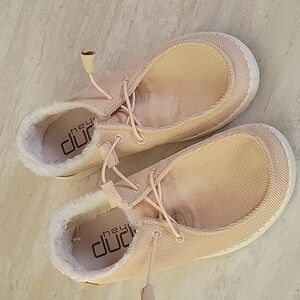 Hey Dude tan slip ons. Size 7